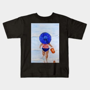 Beach Belle #2 - Little Girl on Beach Kids T-Shirt